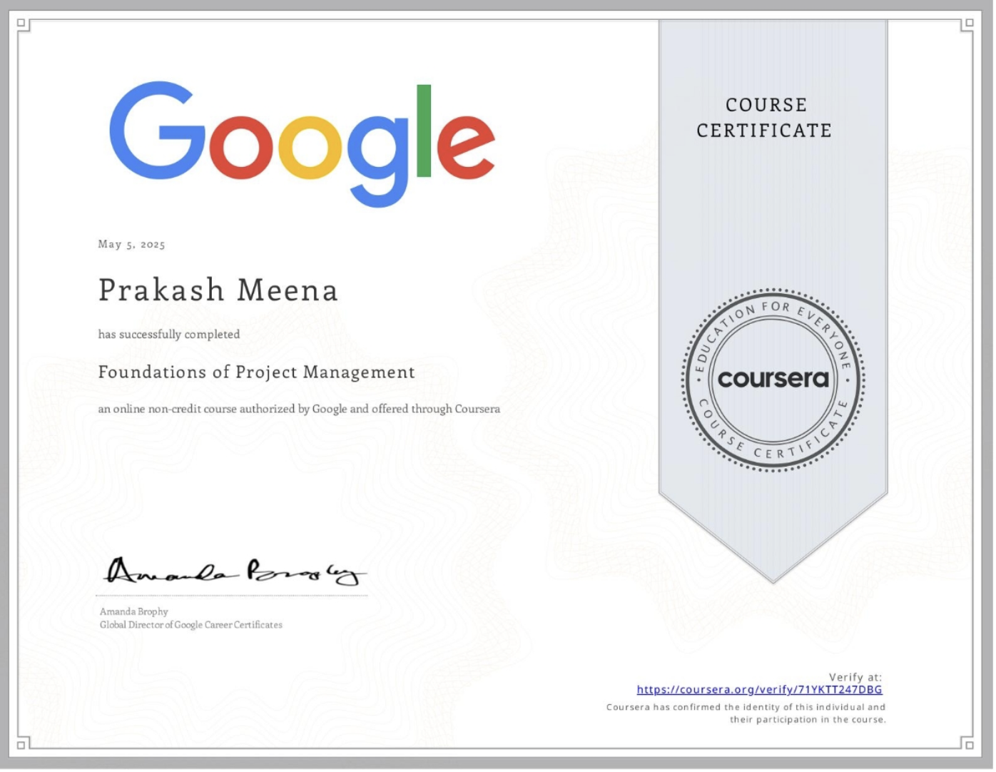 Project Management Certificate