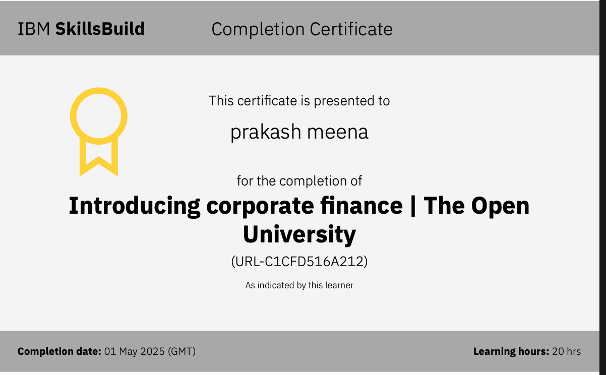 Corporate Finance Certificate